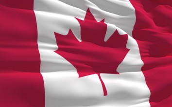 Fluttering flag of Canada on the wind