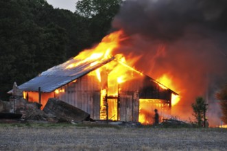 A building in the midst of being on fire