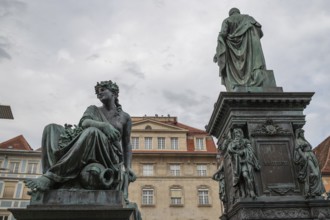 Personified river goddess, female figure representing the river Drau, fountain of Archduke Johann,