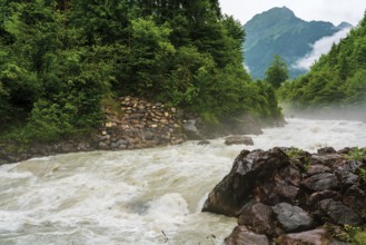 The Lütschine mountain river on Lake Thun in Switzerland