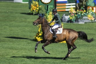 Michael Pender of Ireland, riding HHS Calais competes in the BMO Nations Cup during the CSIO Spruce
