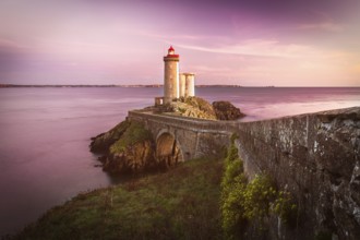 Lighthouse Phare du Petit Minou at sunset, Brittany, France, Europe