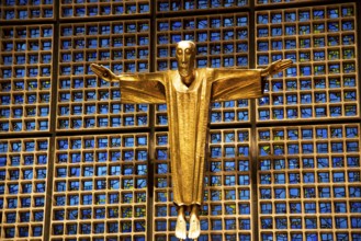 Berlin, Germany. November 2022. The stained glass windows of the Gedachtniskirche in Berlin