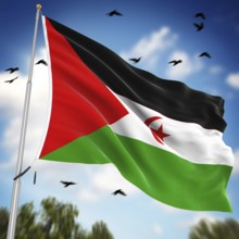 Flag of the Sahrawi Arab Democratic Republic, This is a computer generated and 3d rendered image