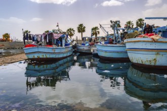 Port of fishing boats in the old marina of the city of Hurghada in Egypt