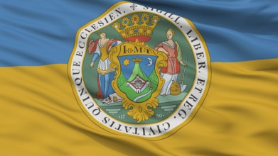 Hun Pecs City Flag, Country Hungary, Closeup View