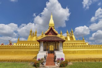 Vientiane Laos, city skyline at Wat Phra That Luang Golden Pagoda