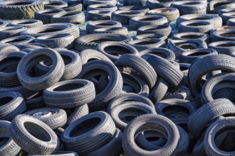 Old tyres on a pile