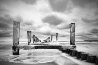 Groyne on the coast of the Baltic Sea in Zingst