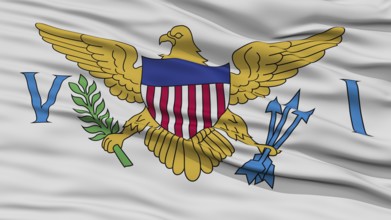 Closeup United States Virgin Islands Flag, Waving in the Wind, High Resolution
