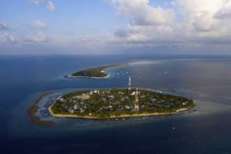 Inhabited Island Rasdhoo and Tourist Island Kuramathi, Rasdhoo Atoll, Indian Ocean, Maldives, Asia