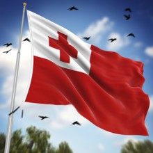Flag of Tonga, This is a computer generated and 3d rendered image
