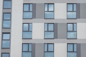 Facade of an modern large house, wall with windows