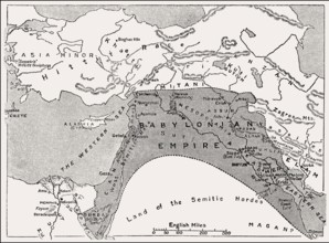 Map of the Babylonian Empire, cradle of civilization, 25th century BC