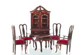 Queen ann style furniture isolated over white background