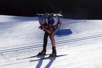Franziska Preuß (SC Haag) on the downhill course at the IBU Biathlon World Championships