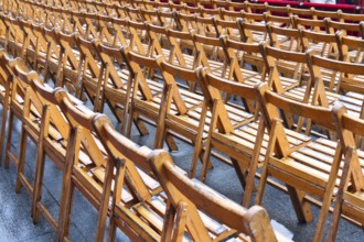 Many empty seats due to rain at the event. Austria