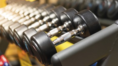 Photo of dumbbell used to exercise in the training center