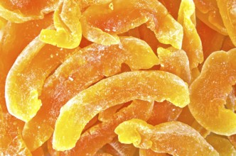 Texture of dried candied melon slices