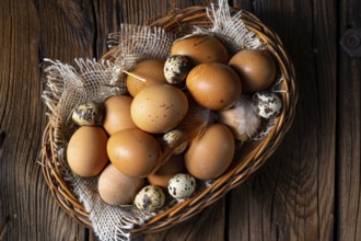 Fresh eggs straight from the farm in a basket