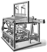 Mechanical weaving loom, 19th century, Historische Zeichnung, mechanischer Webstuhl, Anfang 19.
