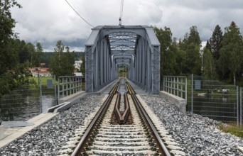 Segersta, Bollnas Municipality Sweden, 08 03 2019: Straight single railwaytracks through the