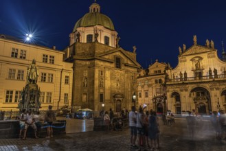 Prague, Czech Republic, 08 01 2020 Prague Museum and square by night, Europe