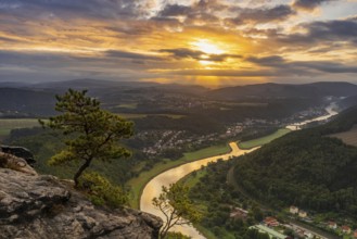 Beautiful sunrise in Saxon Switzerland