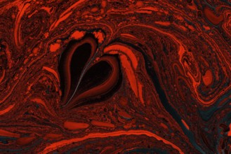 Beautiful abstract art of Ebru marbling painting techniques on water with paintsn for fabric,