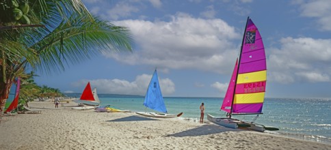 Beach, sailing boats, catamaran, Negril, Jamaica, Caribbean, Central America