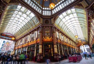 London United Kingdom, July 2 2019: The famous and picturesque Leadenhall Market with the beautiful