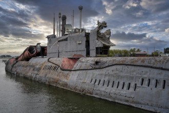 A view of an old submarine in Peenemünde on the Baltic Sea on the island of Usedom