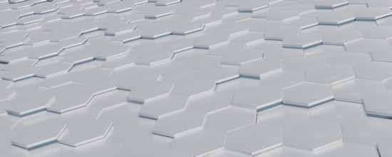 A grey bright hexagon tiles background. 3D illustration