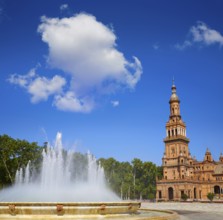 Seville Sevilla Plaza de Espana fountain Andalusia Spain square