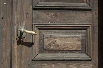 Old brown wooden door.Horisontal