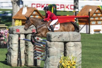 Calgary, Canada, Sept., 7, 2024. Amy Millar of Canada, riding Truman compete in the BMO Nations Cup