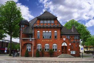 A view of the town hall of burg on the island of fehmarn with blue sky