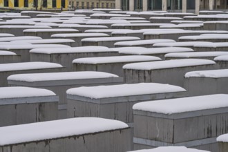 Winter, snow, Holocaust Memorial, Field of Stelae, Mitte, Berlin, Germany, Europe