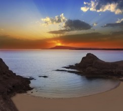 Lanzarote Playa Papagayo beach sunset in Canary islands