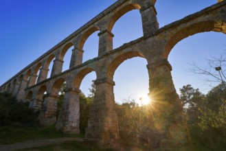 Aqueduct Les Ferreres o Pont del Diable in Tarragona of Catalonia Roman