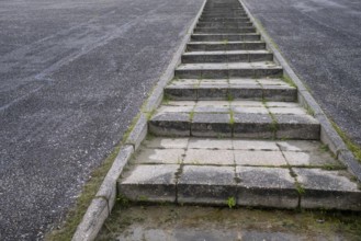 Large staircase on an asphalt dike