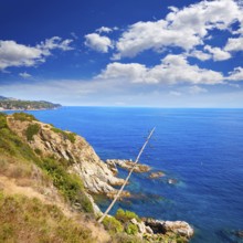 Costa Brava beach Lloret de Mar in Catalonia Cala Banys at Spain