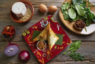 Spinach and cheese Briouat Moroccan recipe filo pastries parcels