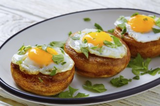 Tapas mushrooms with quail eggs from Spain pinchos pintxos