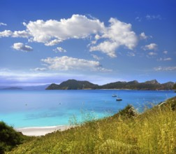 Islas Cies islands beach turquoise near Vigo of Galicia Spain