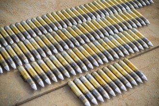 30mm cannon shells used in an onboard cannon of an AH-64 apache helicopter