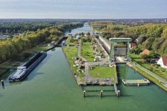Repair Works at a canal lock in North Rhine-Westphalia, along the Wesel-Datteln Canal. The larger
