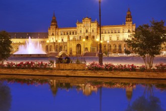 Seville Sevilla Plaza de Espana at sunset in Andalusia Spain square