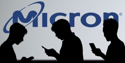 Micron logo is displayed on smartphone