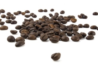 Coffee beans isolated on white background close up